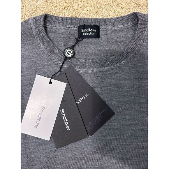 Smalto by Collection 100% merino wool men’s sweater charcoal gray size 52 NEW - Picture 5 of 9